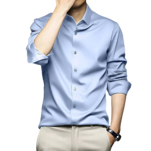 Wrinkle Free Breathable Spring Men's Stretch Button <b>Down</b> Collar Long Sleeve Business Shirt OEM - Product Image 4
