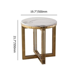 Hotel Luxury Furniture Marble Top <b>Side</b> <b>Tables</b> <b>Gold</b> Plated Metal Round End <b>Table</b> for Living Room, Hotel, Office Manufacture - Product Image 2