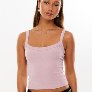 Débardeur court doux de haute qualité pour femme, débardeurs unis sans couture extensibles sans manches décontractés pour femme - Product Image 1