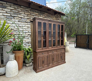 Étagère rustique en bois recyclé marron, meuble de salon avec vitrine pour usage domestique, provenant du Vietnam. - Product Image 4