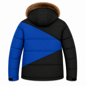 Parka d'hiver pour hommes en gros, veste matelassée Ripstop avec broderie personnalisée, capuche en fausse fourrure amovible et poches zippées - Product Image 2