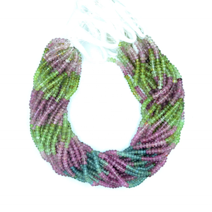 Cuentas de piedras preciosas de turmalina natural lisa de 4-5mm y 14 pulgadas, Rondelle multiturmalina para la fabricación de joyas - Product Image 3