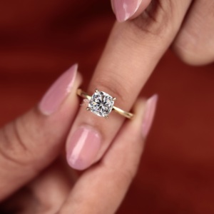 14K Gold <b>Cushion</b> Cut Lab Grown Diamond Engagement <b>Ring</b> Bridal <b>Ring</b> Gift for He Solitaire VVS Clarity Custom Jewelry Manufacturer - Product Image 2