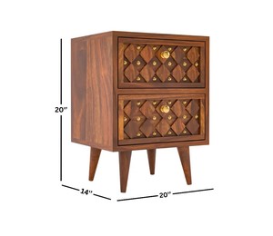 Mesa Auxiliar de Madera de Estilo Moderno de Mediados de Siglo |   Mesa de Noche para Hotel con 2 Cajones | Muebles de Madera al por Mayor B2B |   Exportación de Muebles de Jodhpur - Product Image 3