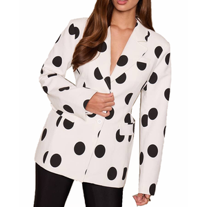 Nouvelle Collection Été 2026 : Ensemble Blazer et Short Décontracté Vintage à Boutons Métalliques à Pois, Manches Longues, pour Femme – Vente en Gros OEM Personnalisée - Product Image 6