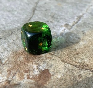 Green Epoxy Resin <b>Dice</b> <b>Set</b> Handmade With Gold Pips For Tabletop Gaming Collectible Art Craft - Product Image 3