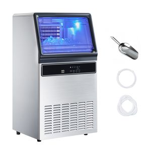 Attrezzatura di Refrigerazione per Cucine Commerciali, Macchina per Ghiaccio Indipendente in Acciaio Inox, Produzione 130 Libbre/24 Ore, Capacità di Stoccaggio 33 Libbre, 45 - Product Image 1