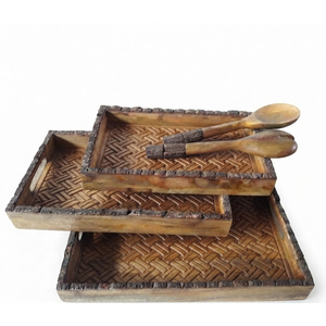 Bandeja de Madera Rústica con Borde Festoneado para Servir, Estilo Antiguo, para Mesa de Centro o Otomana, Venta al por Mayor - Product Image 3