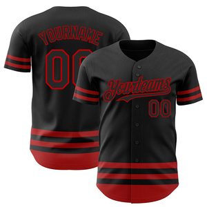 Maillot de baseball alternatif 2026 personnalisé, authentique, brodé, noir et rouge, avec nom et numéro personnalisés, uniforme brodé - Product Image 1