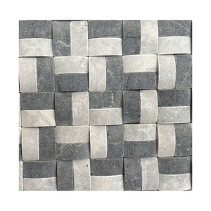 Mosaïque en pierre tressée en forme de dôme, noir mat et gris, pour murs intérieurs modernes, salle de bain, résistante à l'eau, 10 mm - Product Image 2