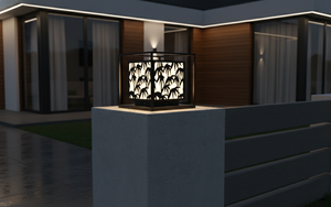 Lanterne de poteau LED de luxe style baroque Vietnam CM Decor pour extérieur, villa, jardin, noire, E27, IP65, en métal, à montage sur pilier, AC 220V - Product Image 2