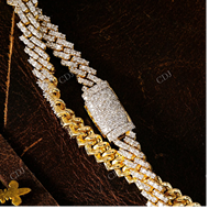 Cadena cubana Miami de plata 925 de 5 mm y 24 pulgadas, chapada en oro con moissanita, al por mayor, para hombre, personalizable, con caja de joyería