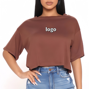 Top Corto Holgado para Mujer |   Camiseta Premium de Mezcla de Seda y Algodón |   Camiseta Corta de Corte Holgado - Product Image 6