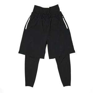 Shorts Awrah pour hommes, taille mi-haute, noirs unis, avec cordon de serrage, fermetures éclair latérales, séchage rapide, décontracté, sportif, tenue islamique, style urbain - Product Image 4