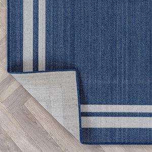 Hot Selling Natural Best Seller Border Navy/Ivory Easy-Care Jute-Style Indoor/Outdoor Flat Woven Area Rug Mat For Patio Balcony - Product Image 3