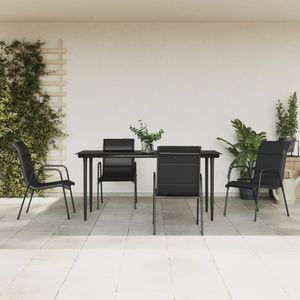 Set da Pranzo da Giardino Nero Antracite con Struttura in Acciaio, 4 Posti, Resistente alle Intemperie, Arredamento da Esterno dal Design Minimalista - Product Image 1