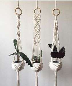Porte-plante en macramé fait main, corde en coton naturel, tissé à la main, pour plantes suspendues, intérieur, extérieur, maison, balcon, jardin - Product Image 5
