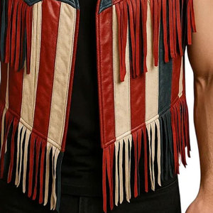 <b>Men</b> Fringe Vest Cowboy Western Leather Sleeveless <b>Jacket</b> <b>Suede</b> Tassel Rodeo Motorcycle Festival Wear Premium OEM Apparel - Product Image 6