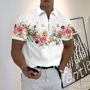 Polo zippé pour homme d'été, chemise à col imprimé 3D, mode décontractée, streetwear pour homme - Product Image 1