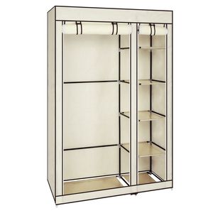 Armadio Portatile in Plastica Beige da 67 Pollici con Tessuto Non Tessuto e Asta Appendiabiti, Montaggio Rapido e Semplice, Design Pieghevole - Product Image 4