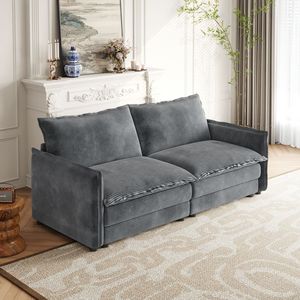 Divano a Due Posti in Tessuto Corduroy, Imbottito, Grande Dimensione con Seduta Profonda e 2 Cuscini per Soggiorno - Product Image 4