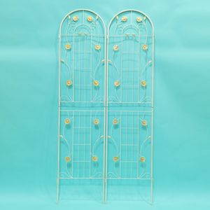 Set di 4 Tralicci da Giardino in Metallo Antiruggine Bianco Crema 220 cm x 50 cm, Supporto per Fiori da Esterno per Piante Rampicanti - Product Image 6