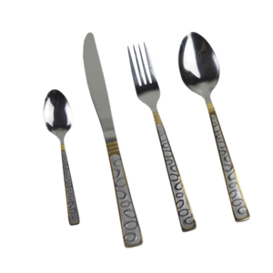 Ensemble de couverts en laiton martelé, 4 pièces, finition miroir plaqué or, pour la maison, les restaurants et les hôtels, qualité supérieure, ensembles de couverts de dîner - Product Image 2