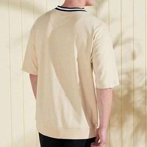 เสื้อยืดคอกลมแขนสั้นทรงโอเวอร์ไซส์สำหรับผู้ชาย ผ้าฝ้ายแคนวาส 100% เป็นมิตรกับสิ่งแวดล้อม สีพื้น สามารถสกรีนโลโก้ได้ สำหรับผู้ใหญ่ - Product Image 3