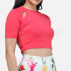 Precio al por Mayor, Top Corto Informal de Verano para Mujer, Color Sólido, Ecológico, Ligero, Duradero, de Poliéster/Algodón, para Uso en Exteriores, el Más Vendido - Product Image 4