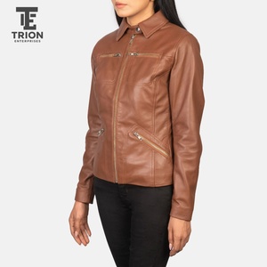 Quilted Silver Women Leather Jacket Warm Padded Slim Fit Coa, Real Leather Fall Winter Fashion Trend 2026 women Leather Jacket - Product Image 4
