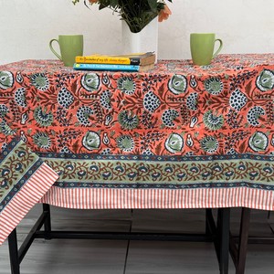 Handmade Cotton Floral Classic Tablecloth <b>Runner</b>/Napkins/Placemat Eco-Friendly Customizable Washable Durable Dinner <b>Table</b> Cover - Product Image 2