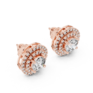 Pendientes de Diamantes Cultivados en Laboratorio, Chapados en Rodio, Estilo Vintage, Oro Rosa, Corte Brillante, Color E, Certificados por IGI, de Lujo, para Mujer, para Boda - Product Image 1