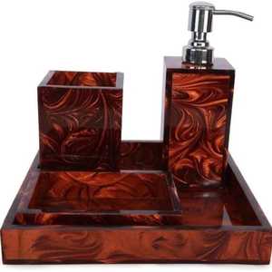 Marble Pattern Resin Bathroom Accessories Set Soap Dispenser Lotion Bottle Toothbrush Holder Soap Dish <b>Vanity</b> Tray Bath Decor - Product Image 4