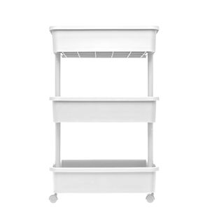 Carrello Portabiancheria a 3 Ripiani in Plastica, Organizzatore Multiuso Bianco Artico - Product Image 2
