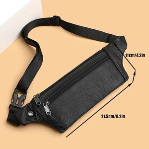 Bolso Bandolera de Cuero Negro Personalizado para Hombre, Elegante Bolso de Cintura con Múltiples Cierres, Correa Ajustable, Diseño Antirrobo - Product Image 6