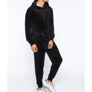 Conjunto Deportivo de 2 Piezas para Hombre, Diseño Nuevo, Logotipo Bordado, Pantalones Anchos con Ribete en Contraste, Tela de Velour, Estilo Urbano - Product Image 6