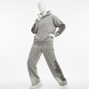 Glory Custom Distressed Heavyweight <b>Tracksuit</b> 100% Cotton Soft Breathable Fabric Hoodie With Jogger Sweat Pant For Unisex Wear - Product Image 5