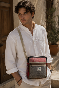 Bolso bandolera textil tejido a mano con bolsillo frontal con cierre de cremallera, correa de hombro ajustable y bolsos compactos para el día a día para mujer - Product Image 2