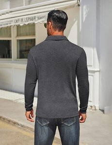 Camiseta Deportiva de Manga Larga para Hombre, Tejido Transpirable de Spandex/Algodón, Ajuste Atlético Cómodo, Ropa de Entrenamiento de Golf - Product Image 4