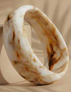 Bracelet jonc islamique classique en résine avec veines brunes naturelles, bijou de mode unisexe, cadeau - Product Image 6