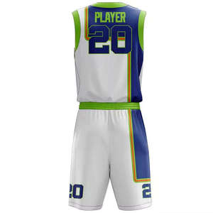 Conjunto de Uniforme de Baloncesto Unisex sin Mangas con Cuello en V para Impresión Sublimada Blanca, Transpirable, Absorbente de Humedad, 100% Poliéster - Product Image 5