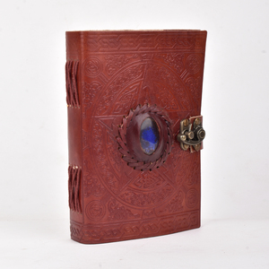 <b>A5</b> Vintage Embossed Magic Circle <b>Diary</b> Notebook 100 Pages Lock Journal Leather Look Gemstone Design Premium Durable Dairy Gift - Product Image 2