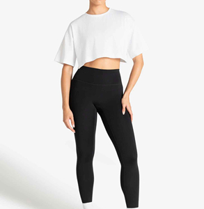 Logotipo Personalizado OEM, Top Corto Informal de Algodón para Mujer, Top Corto de Verano de Manga Corta para Mujer, Top Corto Holgado de Alta Calidad - Product Image 4