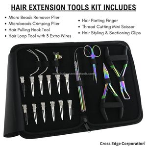 Salon Grade <b>Hair</b> Extension Tools Kit Micro Bead Styling Wave <b>Crimper</b> <b>Hair</b> & Removal Plier Section <b>Hair</b> Clip Snipping Thread Hook - Product Image 2