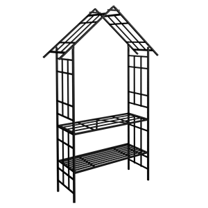 Arco da Giardino in Metallo Nero con Panchina W58.07*H97.24, Supporto per Piante Rampicanti, Arco per Rose, Set da Giardino per Esterni - Product Image 5