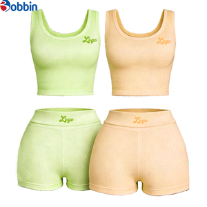 Conjuntos de Ropa de Verano para Mujer, Conjuntos Deportivos Personalizados de Moda Urbana, Conjunto de 2 Piezas, Top Corto y Pantalones Cortos, Conjunto Acanalado - Product Image 3