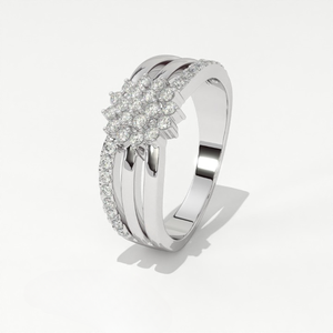 Anillo de compromiso y aniversario Aarinya para mujer, asimétrico, con diseño floral de rosas, en oro de 14K y diamantes cultivados en laboratorio con corte brillante. - Product Image 5
