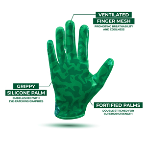Gants de football américain avec logo personnalisé |   Tissu respirant à compression pour le dos |   Prix de gros d'usine - Product Image 3