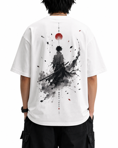 Camiseta con estampado de guerrero de anime, estilo vintage, unisex, de corte holgado - Product Image 3