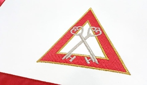 Treasurer Royal Arch Chapter apron red <b>machine</b> embroidery masonic apron fraternal regalia ceremonial apron - Product Image 4